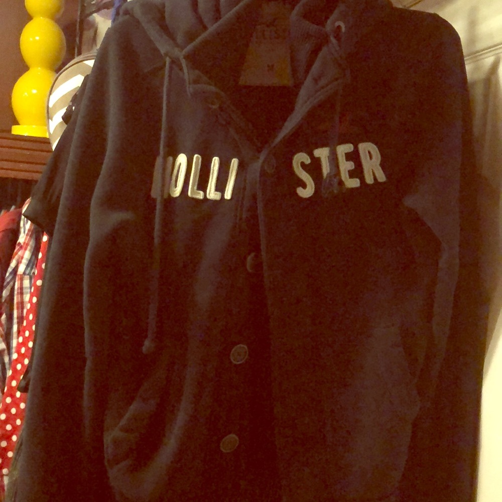 Navy blue hollister with hood thick soft cotton
